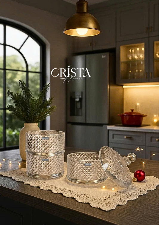 3-Tier Diamond Pattern Jam Jar – Transparent