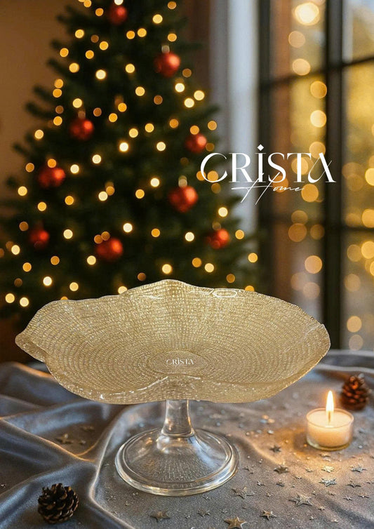 MESH PATTERNED PLATE WITH HIGH STAND, 24CM DIAMETER - 3 COLORS (Yellow)