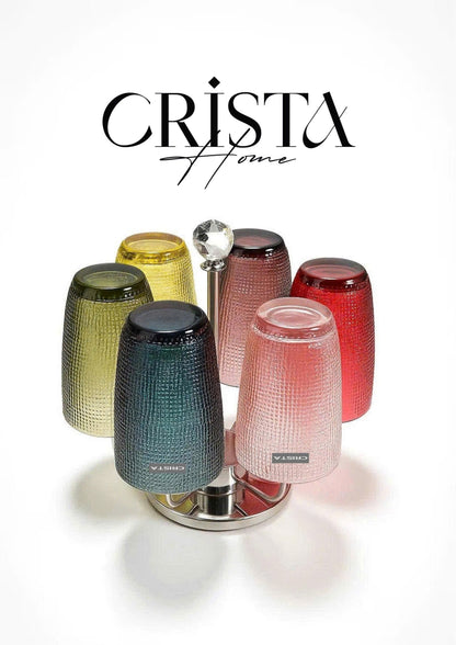 SET OF 420ML COLORED EMBOSSED MESH GLASS CUPS