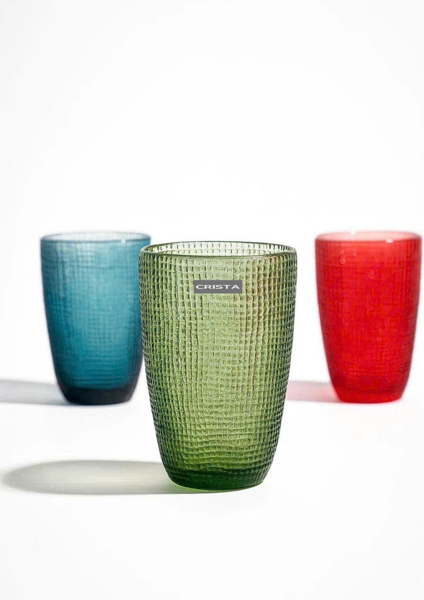 SET OF 420ML COLORED EMBOSSED MESH GLASS CUPS