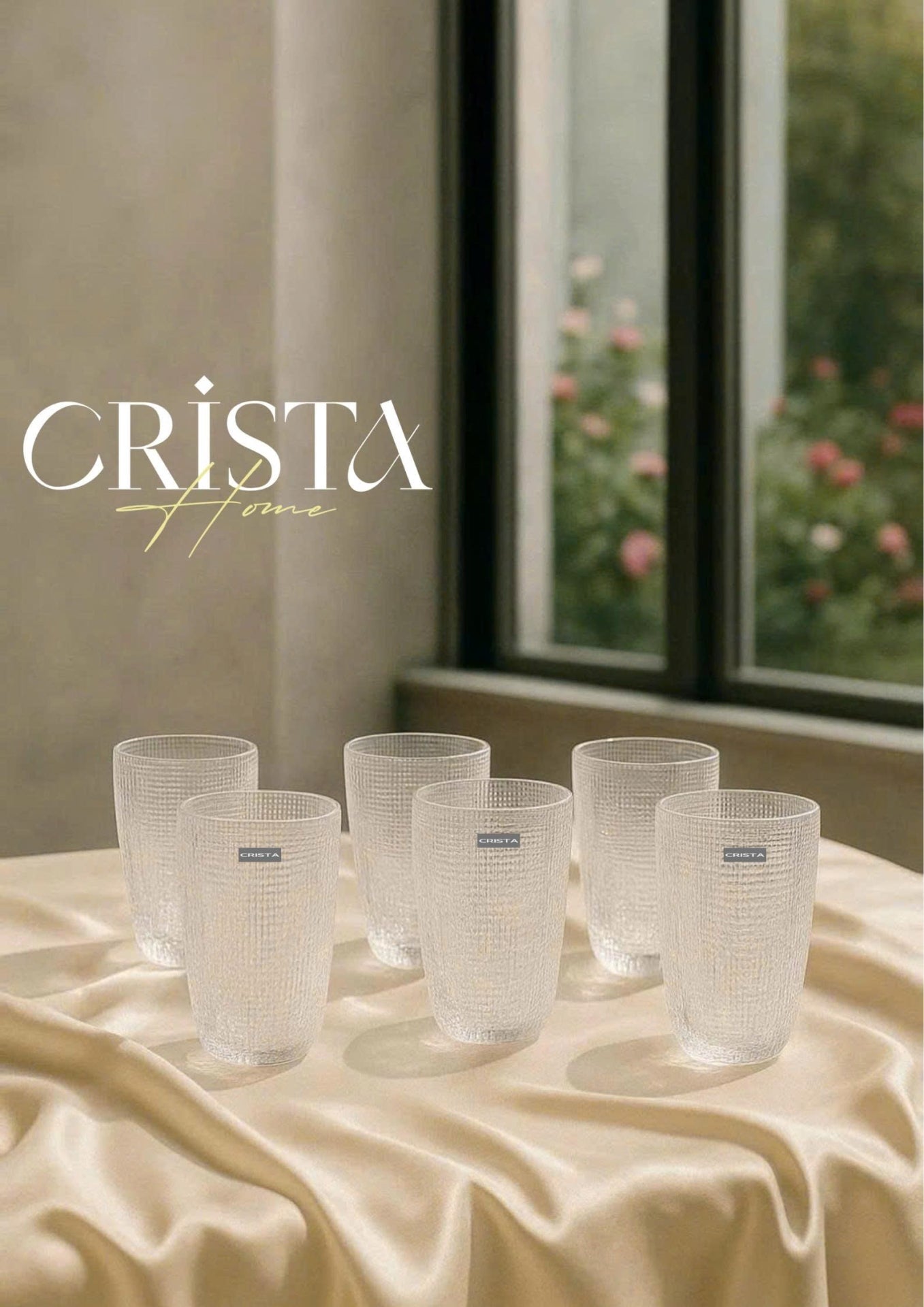 SET OF 420ML WHITE EMBOSSED MESH GLASS CUPS