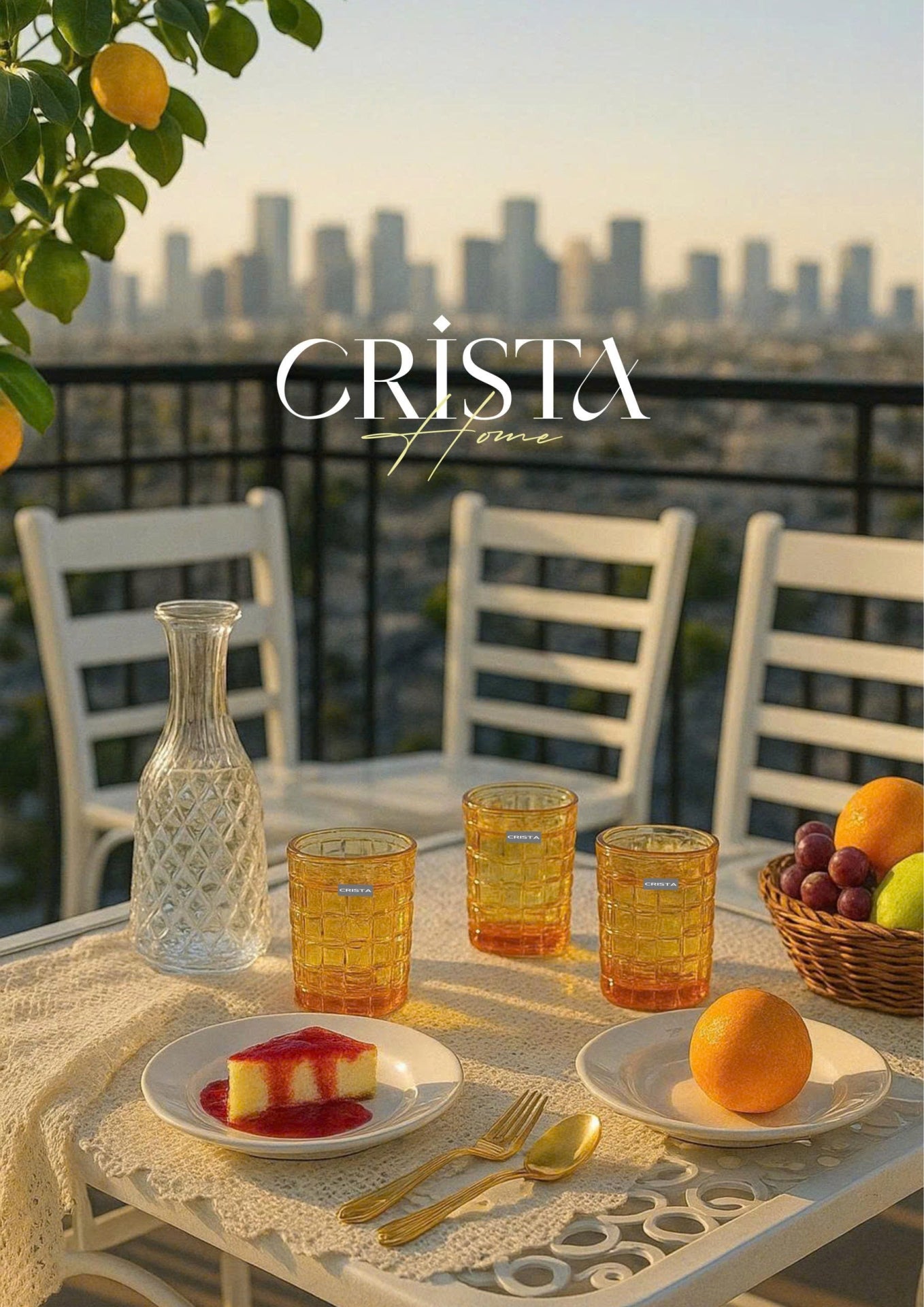 SET OF 6 CHECKERED PATTERNED GLASS CUPS – YELLOW