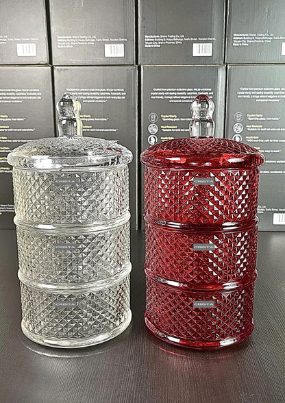 3-Tier Diamond Pattern Jam Jar - Red