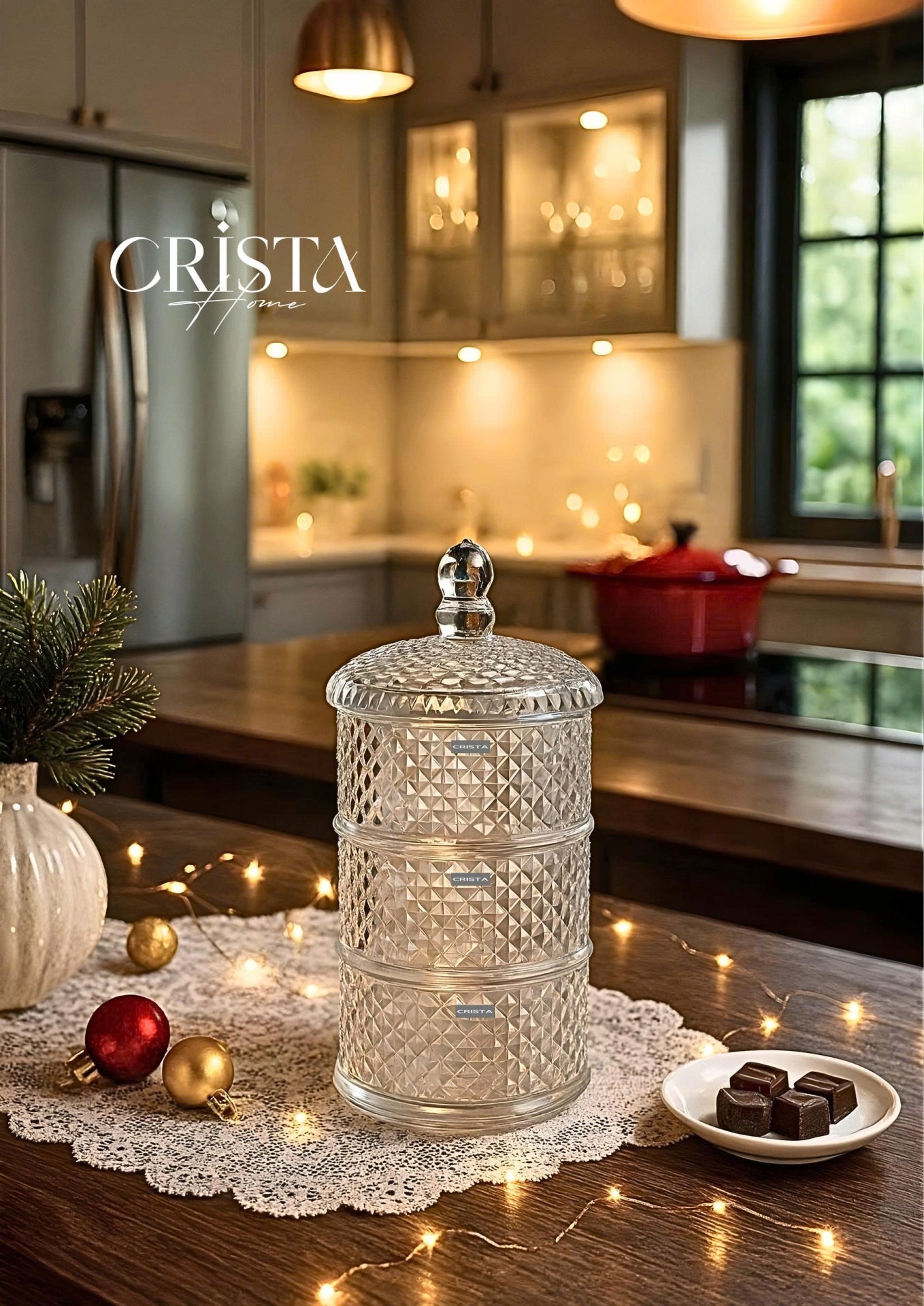 3-Tier Diamond Pattern Jam Jar – Transparent