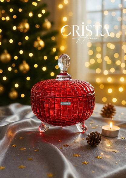 SET OF 2 CHECKERED PATTERNED JARS FOR TET (LUNAR NEW YEAR) - RED