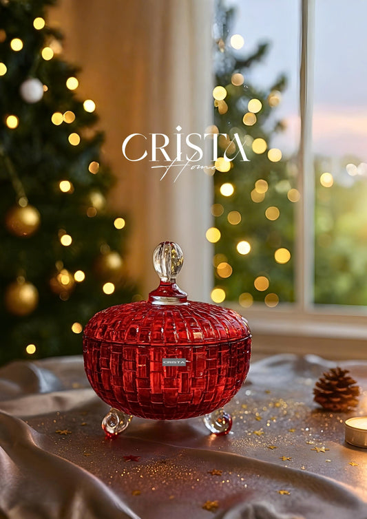 SET OF 2 CHECKERED PATTERNED JARS FOR TET (LUNAR NEW YEAR) - RED