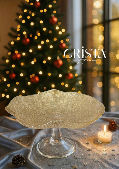 MESH PATTERNED PLATE WITH HIGH STAND, 24CM DIAMETER - 3 COLORS (Yellow)